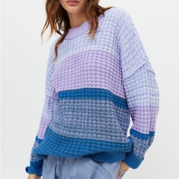 Urban Outfitters BDG Max Oversized Waffle Knit Sweater Purple - Picture 1 of 6